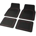 Gumiszőnyeg 4db-os garnitúra, fekete-piros, vágható, Carpoint Contour