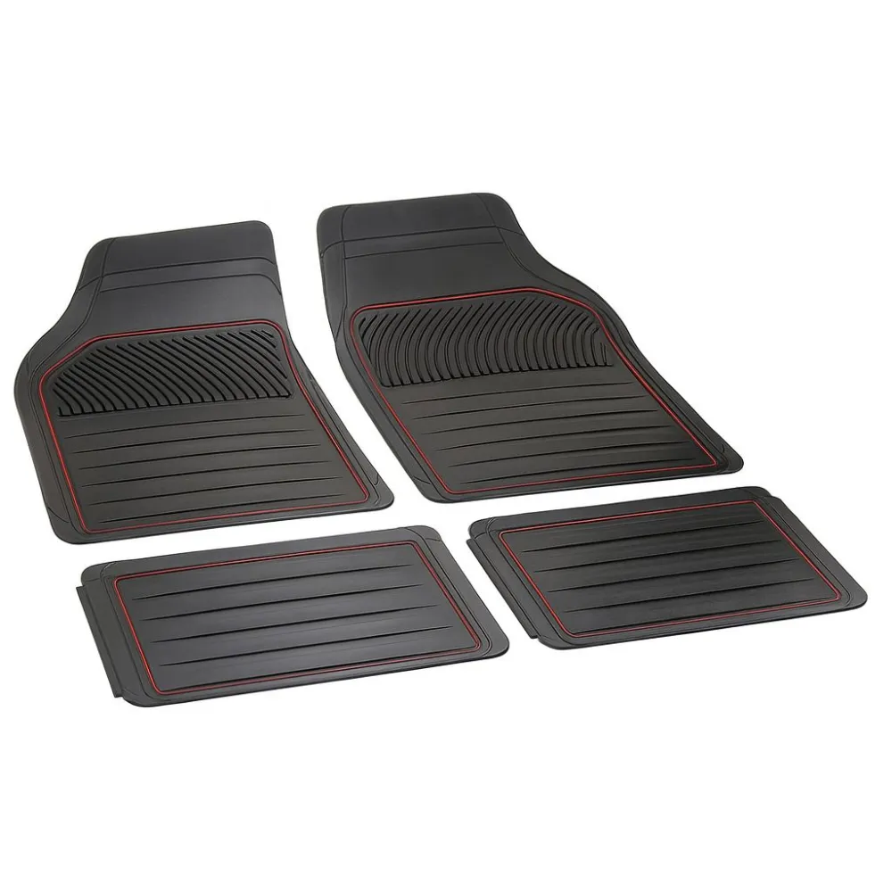 Gumiszőnyeg 4db-os garnitúra, univerzális, vágható, fekete-piros, Bottari