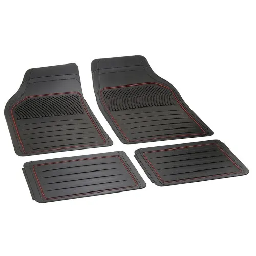 Gumiszőnyeg 4db-os garnitúra, univerzális, vágható, fekete-piros, Bottari
