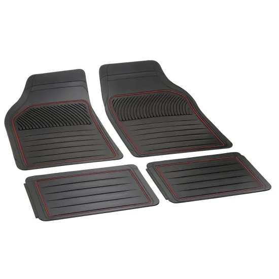 Gumiszőnyeg 4db-os garnitúra, univerzális, vágható, fekete-piros, Bottari