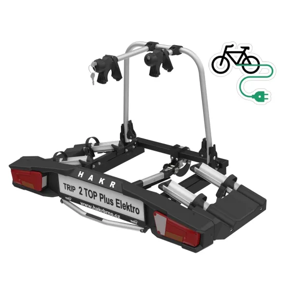 Kerékpártartó vonóhorogra, 2db kerékpárhoz (E-Bike is), zárható HAKR Trip 2 Top Plus Elektro