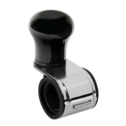 Kormánytekerő gomb, fekete-króm, alumínium, Lampa Revolve