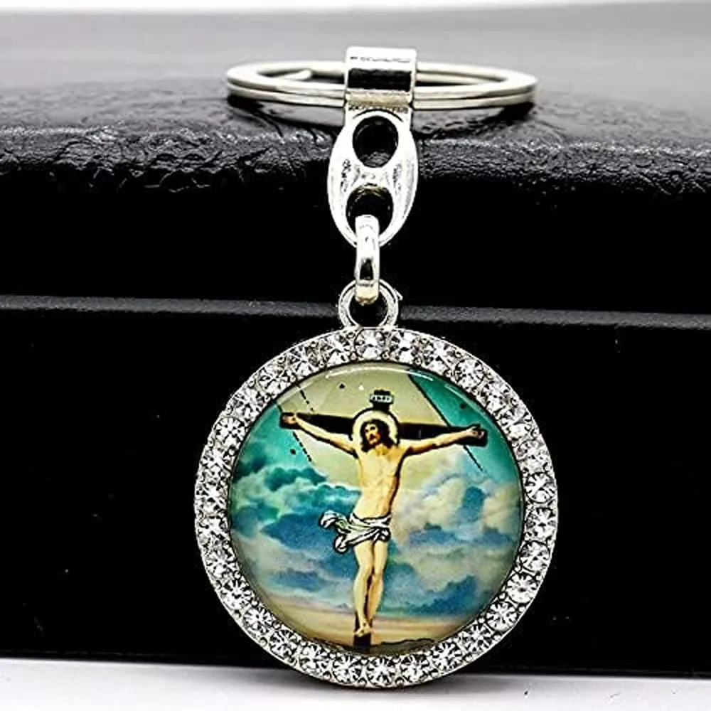 Kulcstartó, kerek, Jézus kereszten