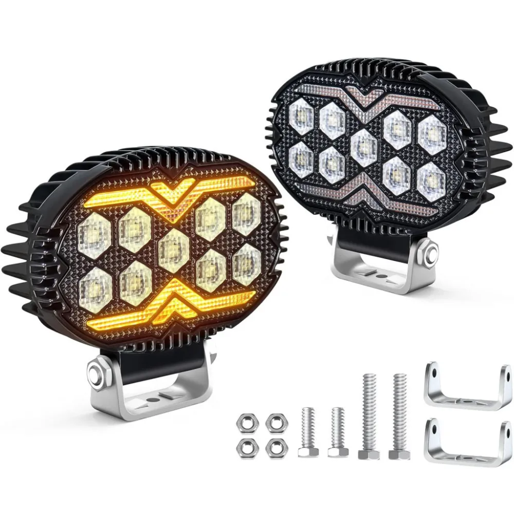 Munkalámpa, LED-es, index funkciós, ovális, 2db-os 12-60V 22W Autolife 26085
