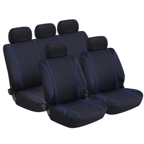 Üléshuzat, univerzális fekete, kék csíkkal 9 részes, Anma