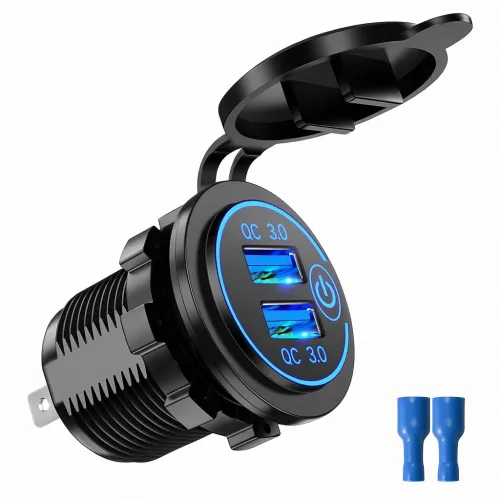 USB dupla töltő aljzat szivargyújtó helyére 12/24V QC3, Autolife 13214