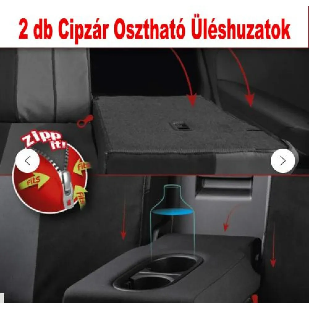 Üléshuzat, univerzális, fekete-szürke, 9 részes, osztható, légzsákos Autolife 01433