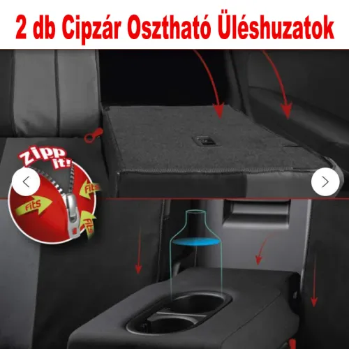 Univerzális üléshuzat garnitúra 9 részes, fekete-szürke, osztható, Autolife AD9472GR