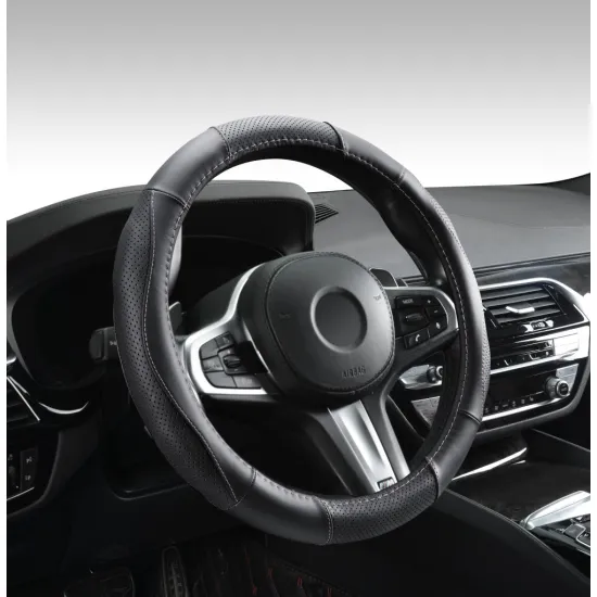 Kormányvédő, bőr, 37-39cm fekete, rózsaszín varással Autolife 01990 Kormányvédő, bőr, 37-39cm fekete, rózsaszín varással Autolife 01990