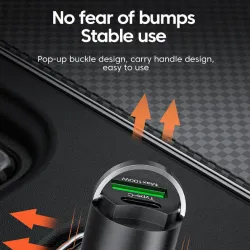 Autós szivargyújtós telefon töltő mini adapter USB-C, USB-A  (PD/QC), max 100W 12/24V 13133