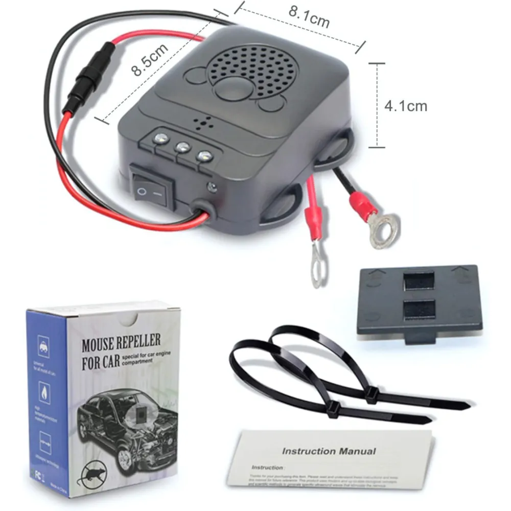 Ultrahangos és LED-es (Villanó funkciós) nyestriasztó gépjárművekhez 12V