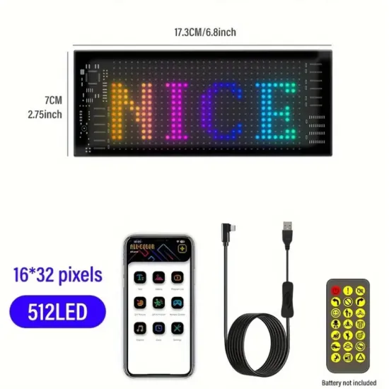 Programozható fényújság Matrix LED-es Bluetooth-os 16x32 7x17cm Programozható fényújság Matrix LED-es Bluetooth-os 16x32 7x17cm