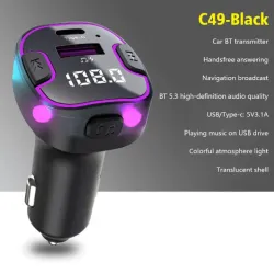 FM/Transmitter és Bluetooth kihangosító 5.3+EDR RGB - 12/24V Autolife C49