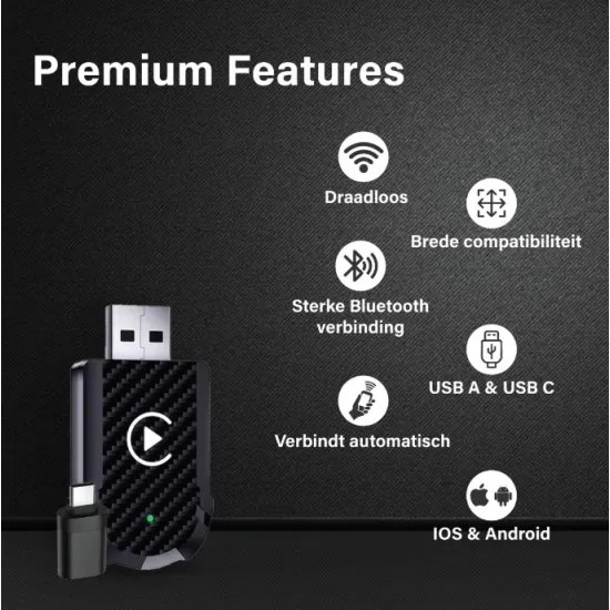 CarPlay 2in1 vezeték nélküli adapter (USB - USB Type-C) IOS/ANDROID 