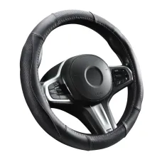 Kormányvédő, bőr, 37-39cm fekete, rózsaszín varással Autolife 01990