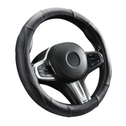 Kormányvédő, bőr, 37-39cm fekete, rózsaszín varással Autolife 01990