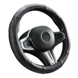 Kormányvédő, bőr, 37-39cm fekete, rózsaszín varással Autolife 01990