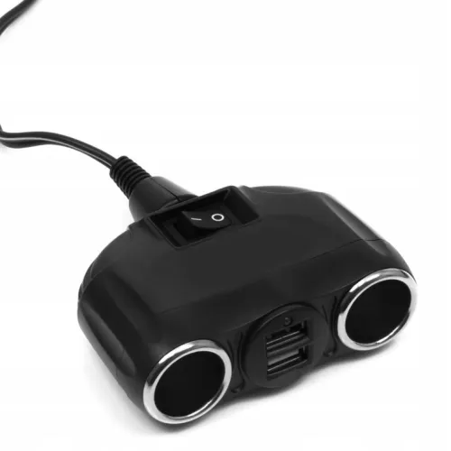 Szivargyújtó elosztó 2-es 12/24V + 2db USB Autolife 13221