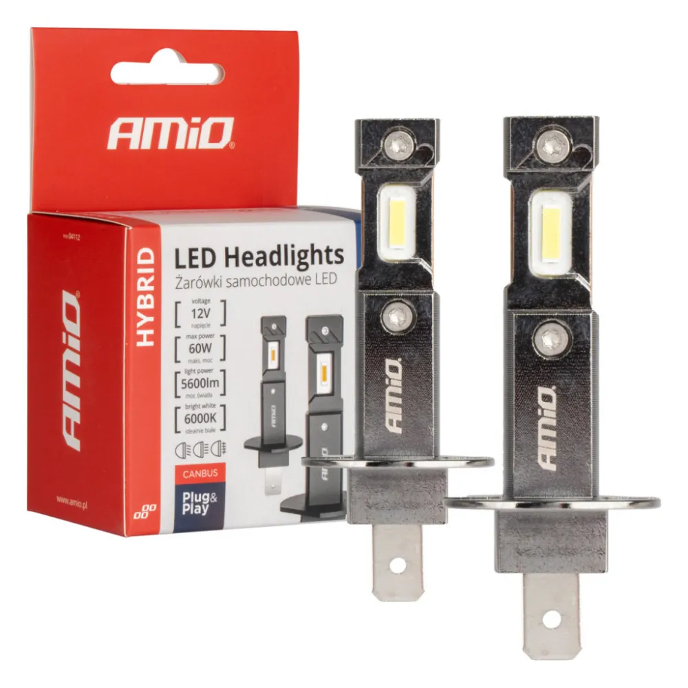 Amio LED fényszórók Hybrid sorozat H1 6000K Canbus 60W AMIO-04112