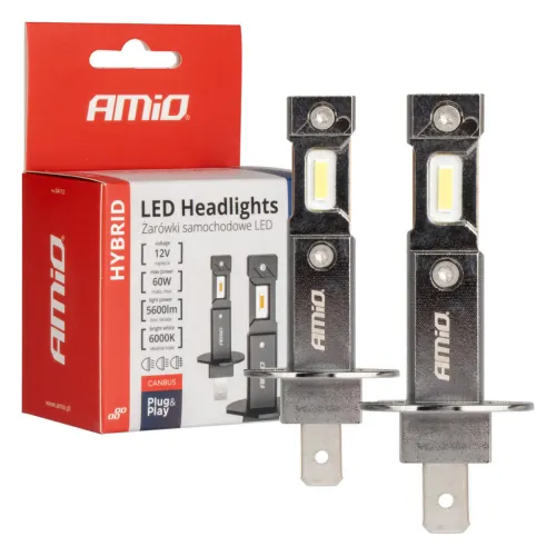 Amio LED fényszórók Hybrid sorozat H1 6000K Canbus 60W AMIO-04112