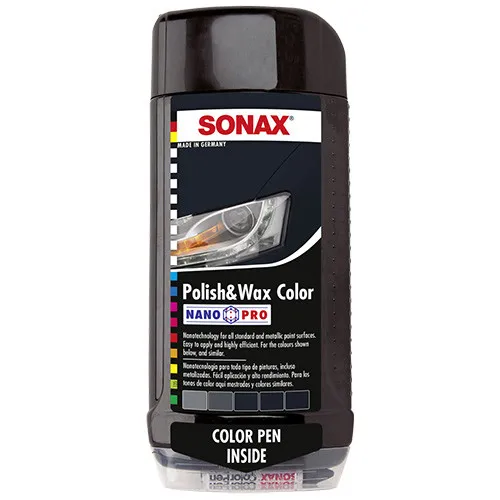 Autópolír és viasz, fekete 500ml Sonax Polish & Wax Color NanoPro