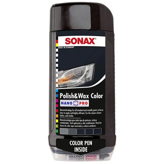 Autópolír és viasz, fekete 500ml Sonax Polish & Wax Color NanoPro Autópolír és viasz, fekete 500ml Sonax Polish & Wax Color NanoPro