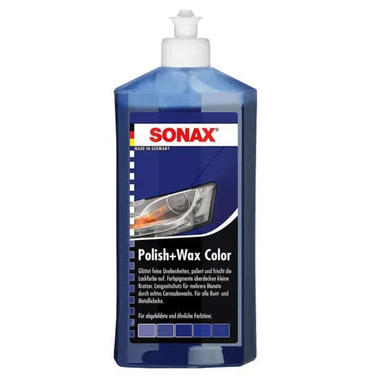 Autópolír és viasz, kék 500 ml Sonax Polish & Wax Color NanoPro Blue Autópolír és viasz, kék 500 ml Sonax Polish & Wax Color NanoPro Blue