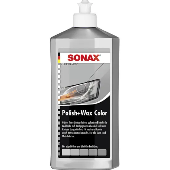 Autópolír és viasz, szürke 500 ml Sonax Polish & Wax Color Silver/Grey Autópolír és viasz, szürke 500 ml Sonax Polish & Wax Color Silver/Grey