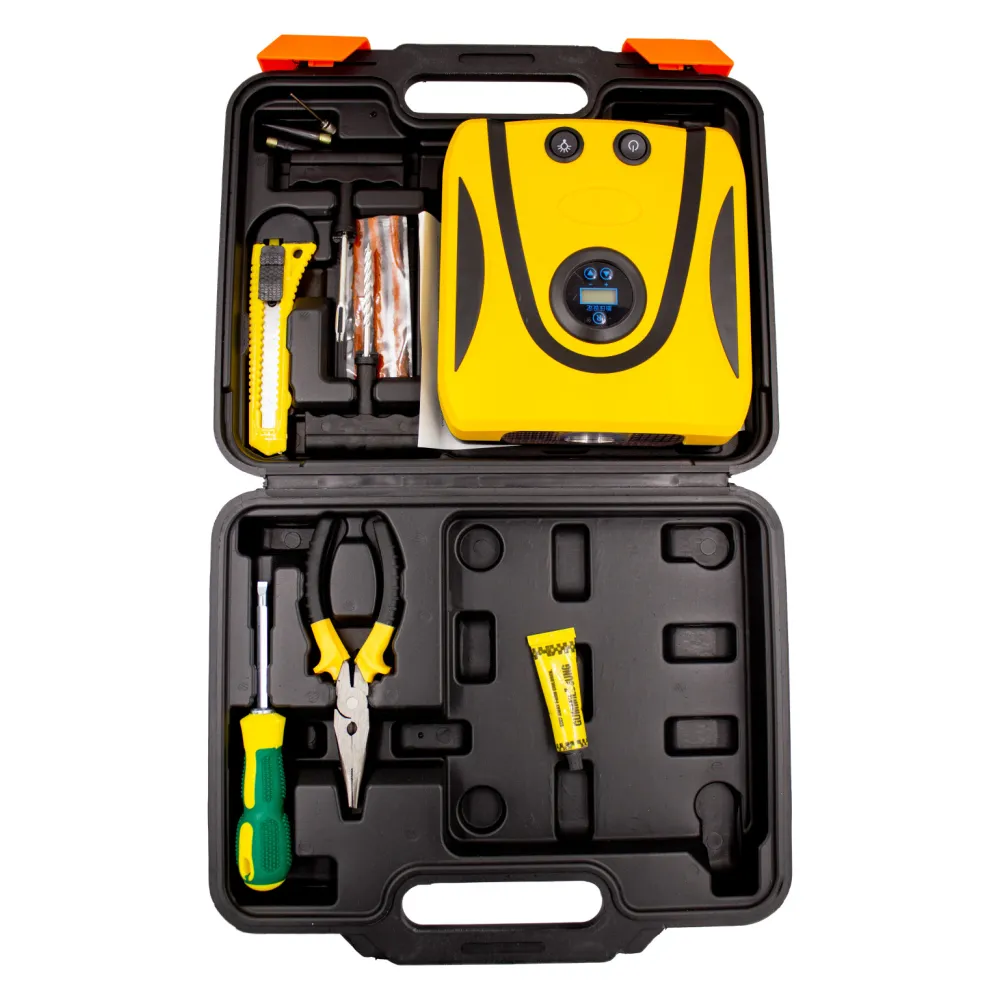 Defektjavító készlet kompresszorral, műanyag tárolódobozzal AFHM