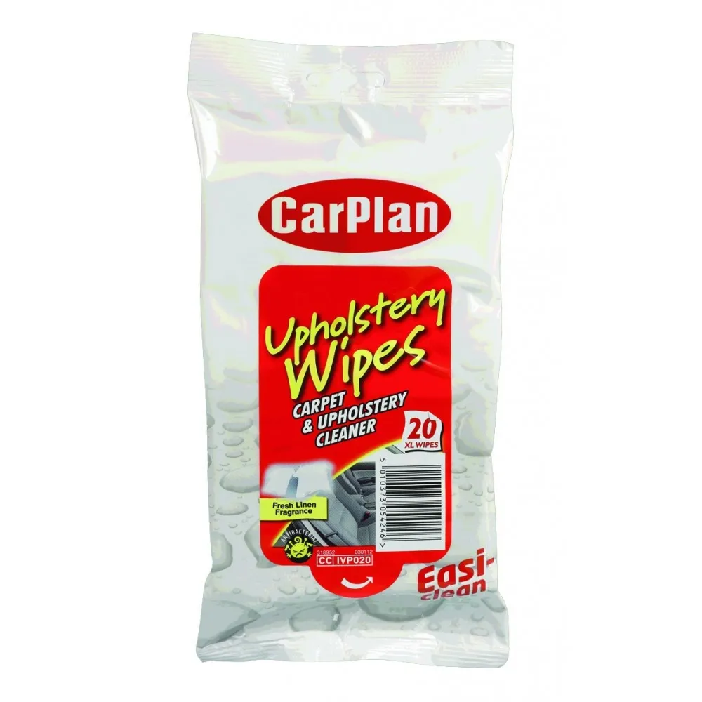 Kárpittisztító nedvesített kendő 20db-os, CarPlan Upholstery Wipes