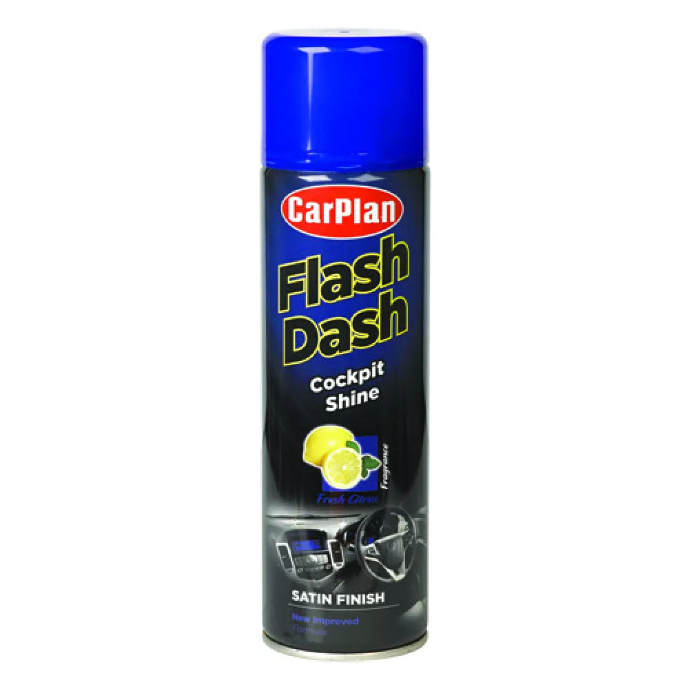 Műszerfalápoló- és tisztító vízbázisú spray 500 ml, CarPlan Flash Dash Satin Citrus