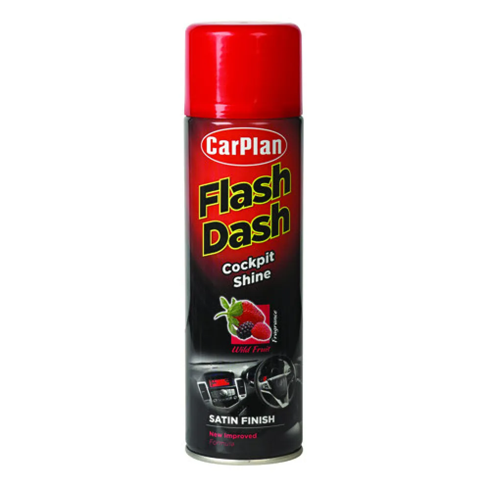 Műszerfalápoló, selyemfényű hab spray erdei gyümölcs illattal 500 ml CarPlan Flash Dash Satin Wild Fruits