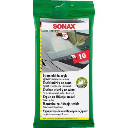 Üvegtisztító kendő tasakban 10db-os, Sonax