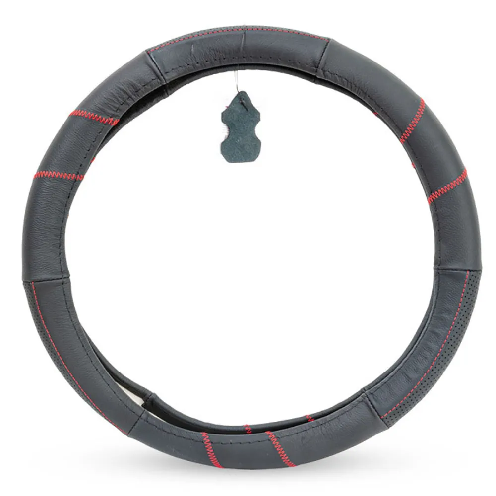 Kormányvédő 37-39cm valódi bőr, fekete-piros AM8110