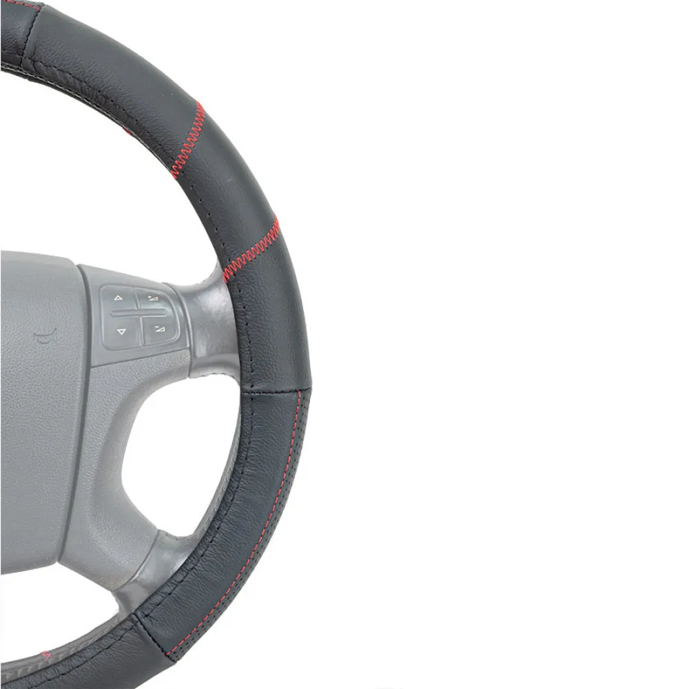 Kormányvédő 37-39cm valódi bőr, fekete-piros AM8110