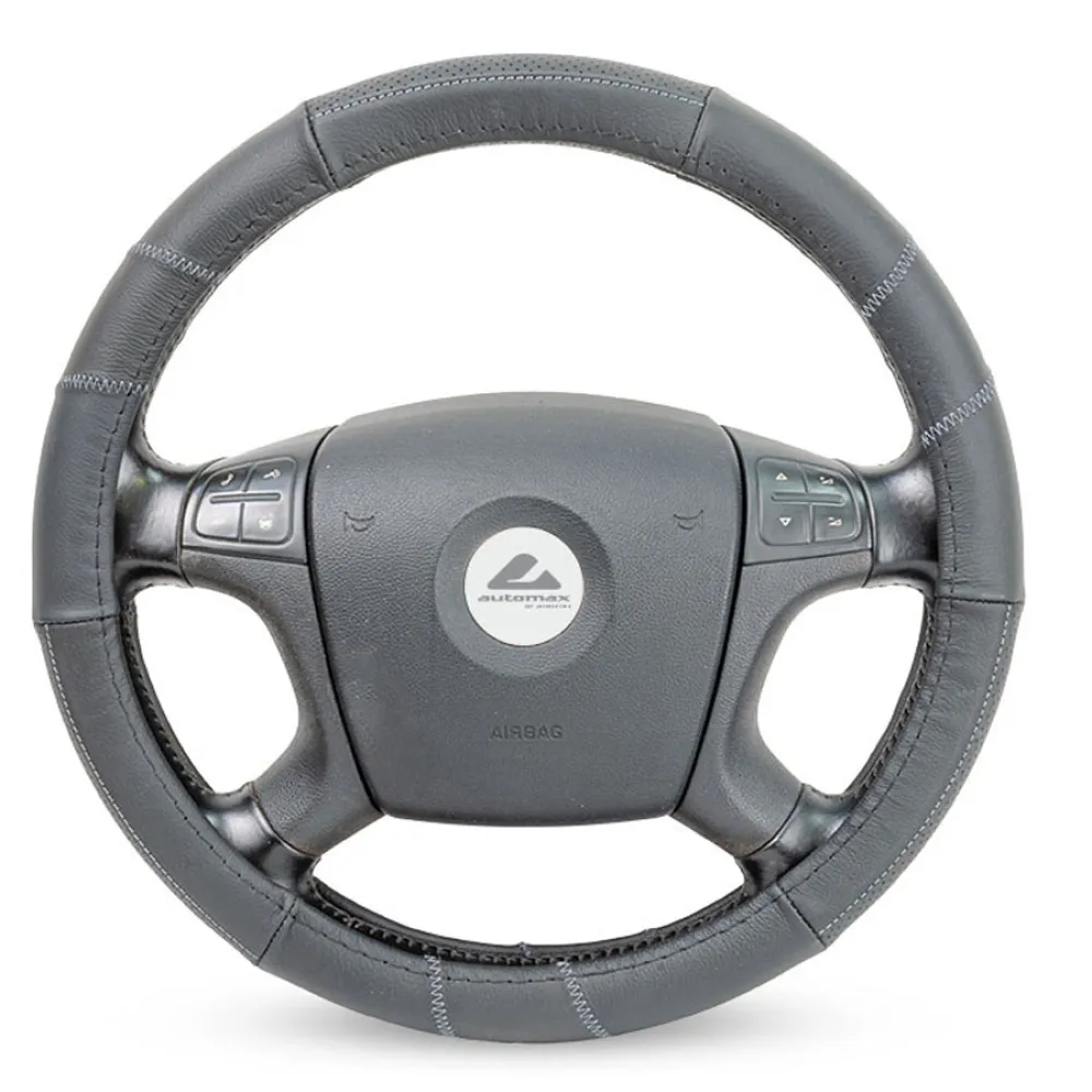 Kormányvédő 37-39cm valódi bőr, fekete-szürke AM8721