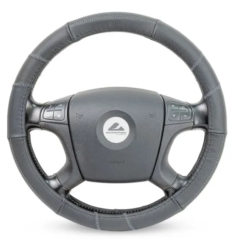 Kormányvédő 37-39cm valódi bőr, fekete-szürke AM8721