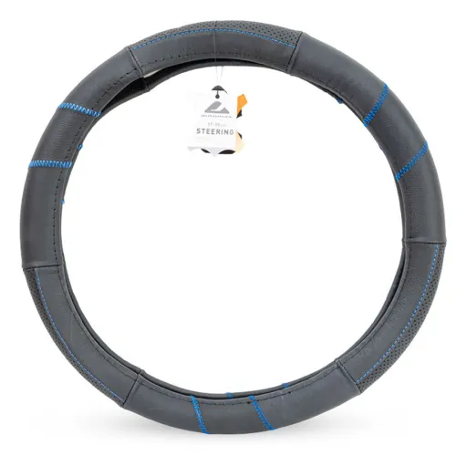 Kormányvédő 37-39cm valódi bőr, fekete-kék AM8259