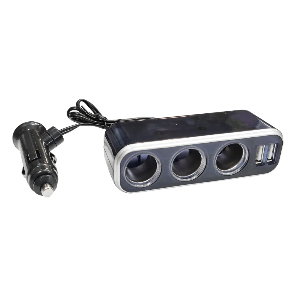 Szivargyújtó elosztó 3-as + 2db USB port Maxeed 83178