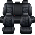 Univerzális prémium PU bőr üléshuzat garnitúra fekete-kék Autolife 02140