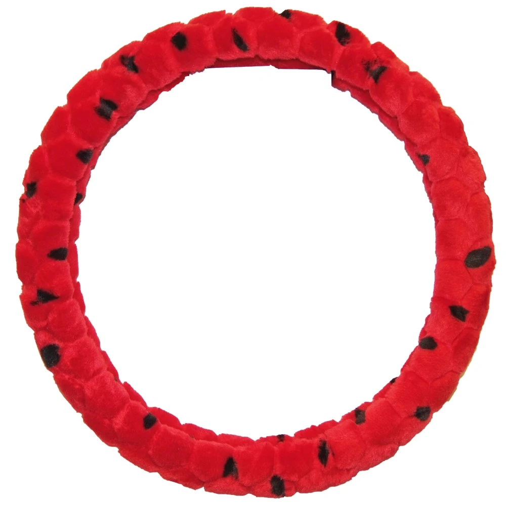 Kormányvédő 37-39cm piros szőrös mintás 38536RD