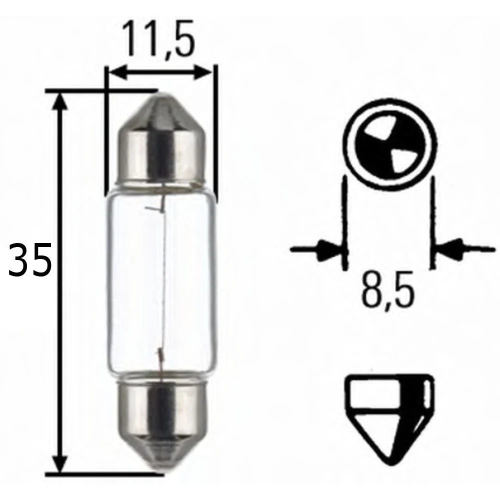 Izzó 12V/5 Watt szofita 10x35 mm, fehér SCT 209562
