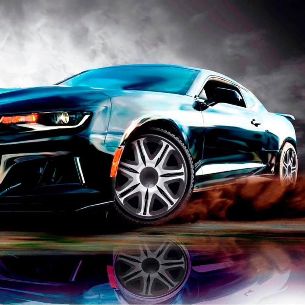 Dísztárcsa (16) Nascar Silver-Black 4db-os garnitúra