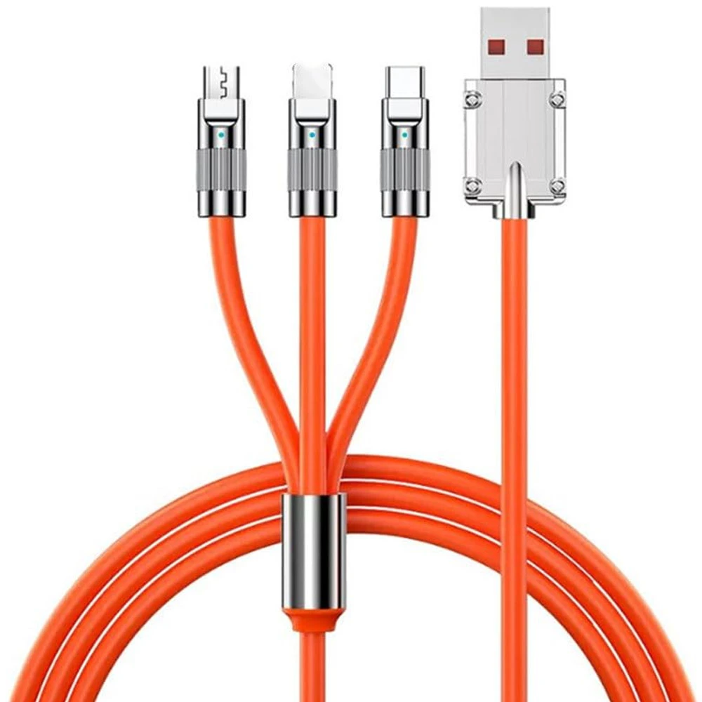 Györstöltő multifunkciós töltőkábel 3:1 max. 120W Type-C, Lightning, Micro USB-B