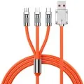 Györstöltő multifunkciós töltőkábel 3:1 max. 120W Type-C, Lightning, Micro USB-B