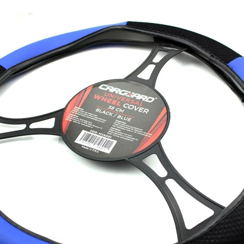 Kormányvédő 38cm fekete-kék gyöngyhálós és PU bőr HVA003