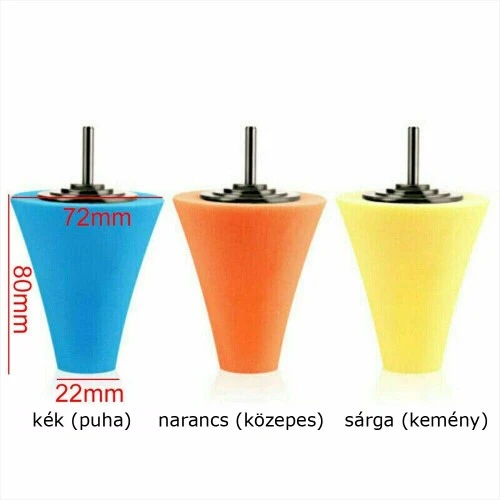 Polír szivacs készlet kúpos tokmányos 3db-os W16372