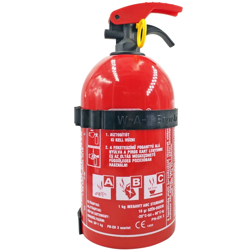 Tűzoltókészülék 1Kg porral oltó A, B, C osztály