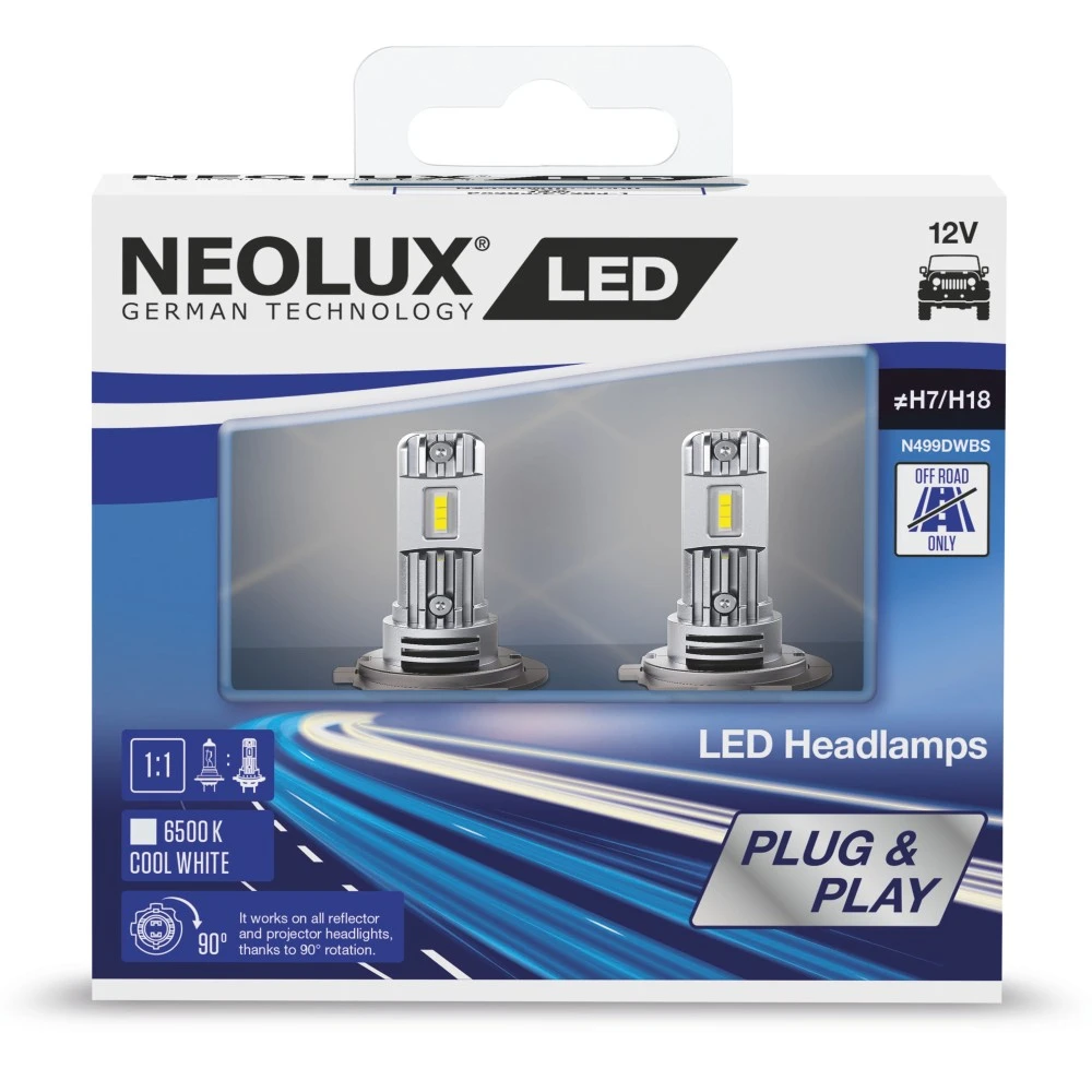 LED H7/H18/12V/12W/ Cool White 6000K Neolux N499DWBS-2SCB