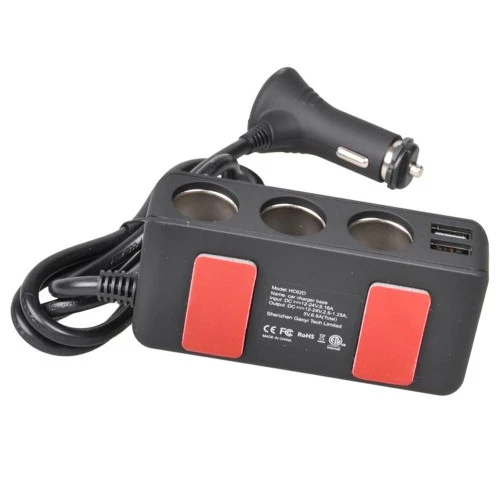 Szivargyújtó elosztó 3-as + 4db USB + voltmérő 12-24V AM0375